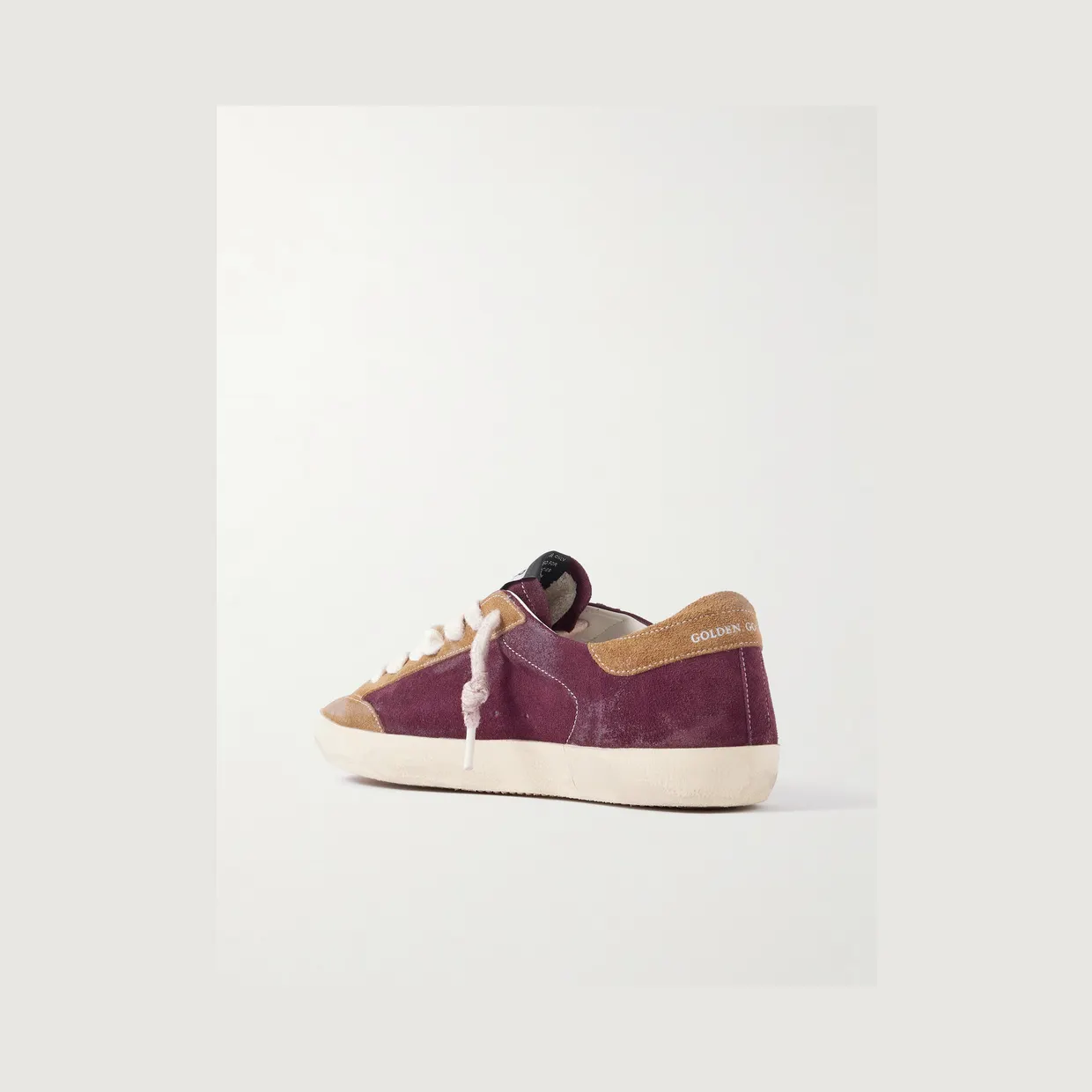 Golden Goose Super-Star Distressed Leather-Trimmed Suede Sneakers Burgundy (GMF00107.F008135) (4)