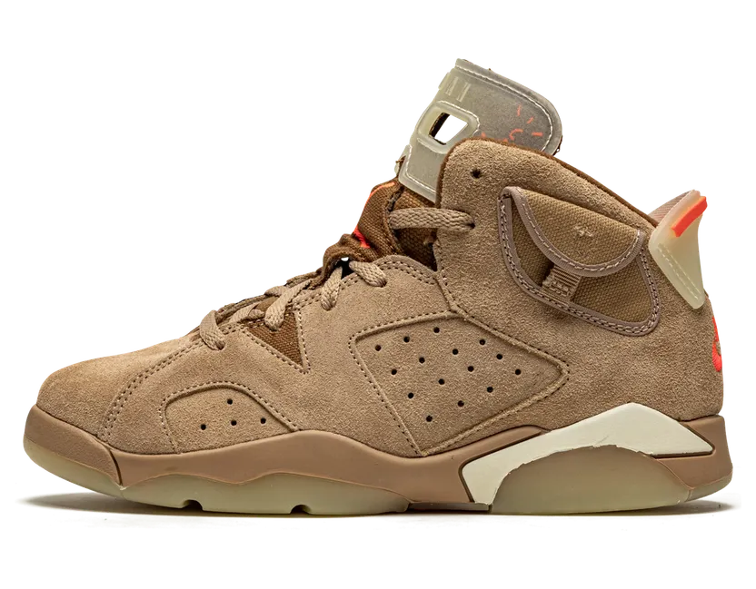 Air Jordan x Travis Scott 6 Retro British Khaki (PS) (2021) – “British Khaki / Sail / Bright Crimson” (DH0693-200)