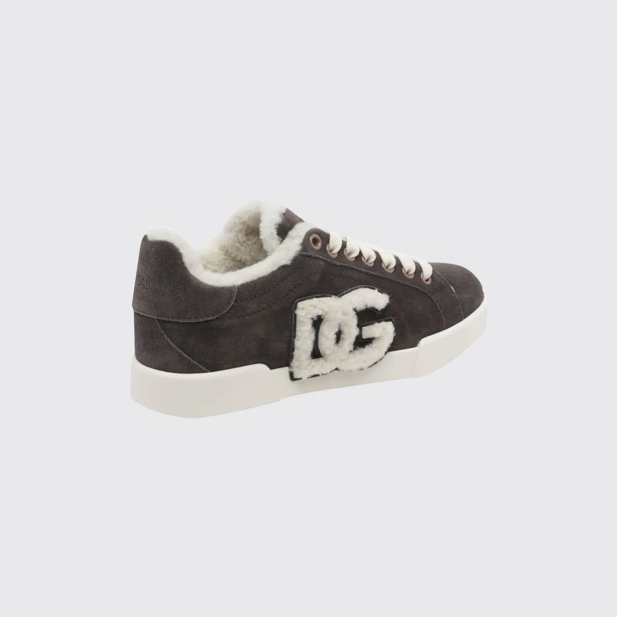 Dolce & Gabbana Low-Top Sneakers in Shearling and Suede with DG Monogram Brown (CK2374AJ2228L832) (2)