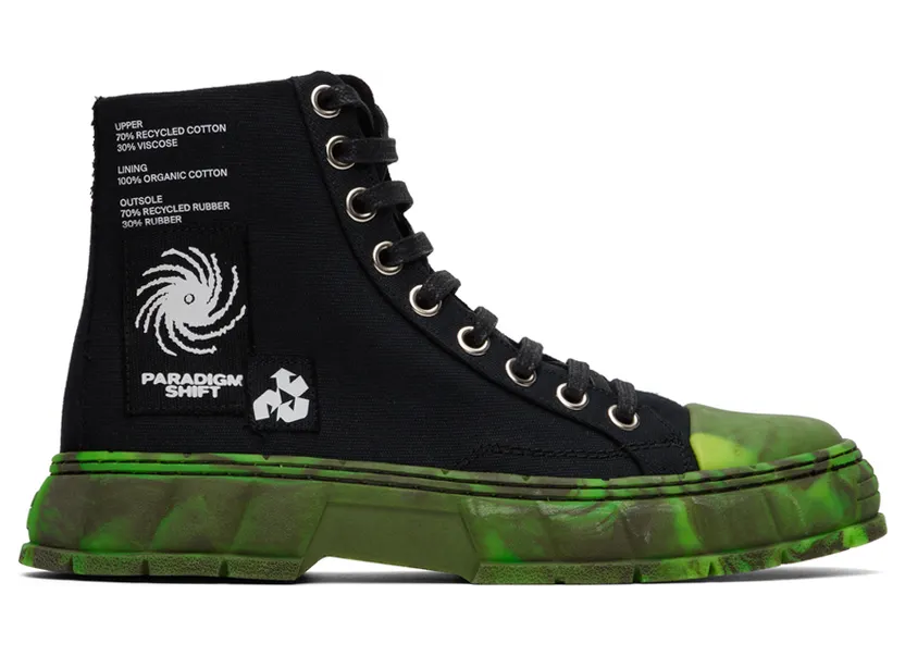 Virón Black & Green 1982 High Sneakers (1982-05-C-99S)