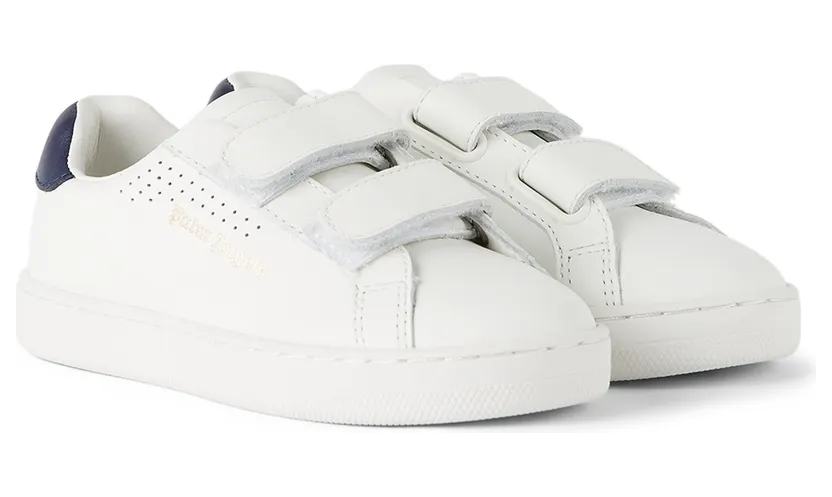 Palm Angels Kids White & Navy New Tennis Sneakers (PBIA006F21LEA0010146) (4)