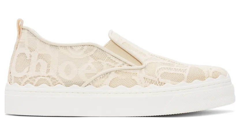 Chloe Pink Lace Lauren Slip-On Sneakers (CHC21U421D2)