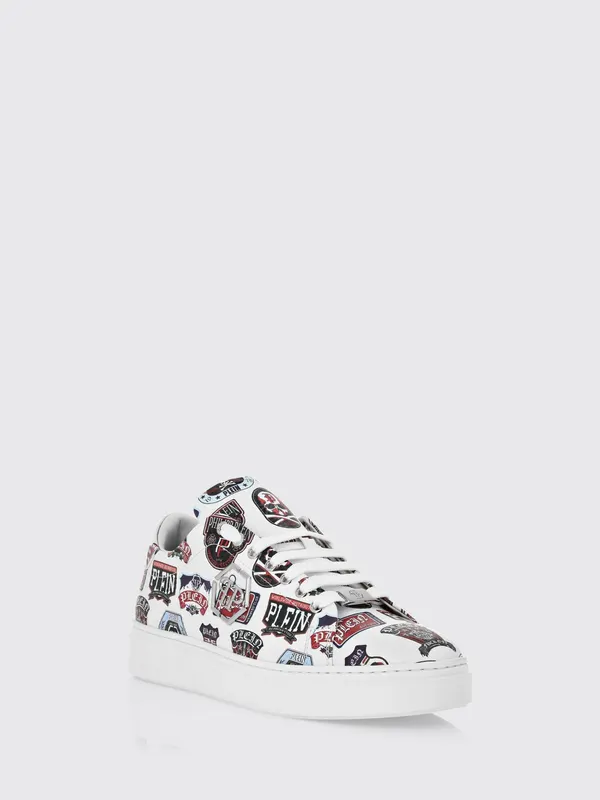 Philipp plein Low-Top Calfskin with Graphic Print White (UAESMSC4064PLE010N01)