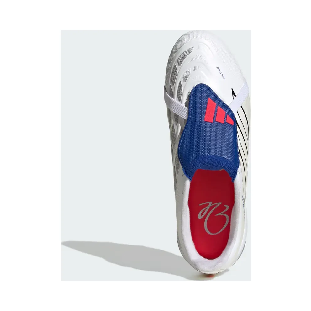 adidas Predator League Fold-over Tongue Firm Ground Football Boots Kids “Cloud White / Zero Metalic / Royal Blue” (JR5889)