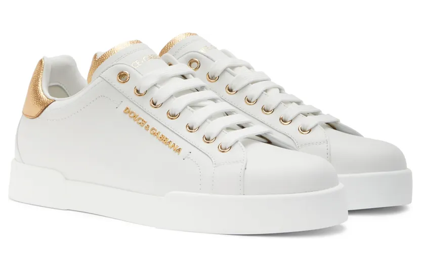 Dolce & Gabbana White & Gold Portofino Sneakers (CS1787 AN298) (4)