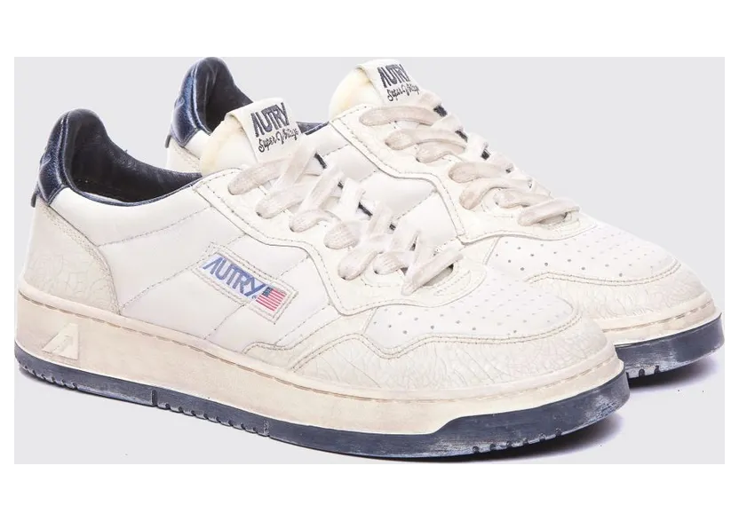 Autry Medalist Low Super Vintage Calfskin Sneakers with Worn Effect Yellow Cream (AVLMAD01)