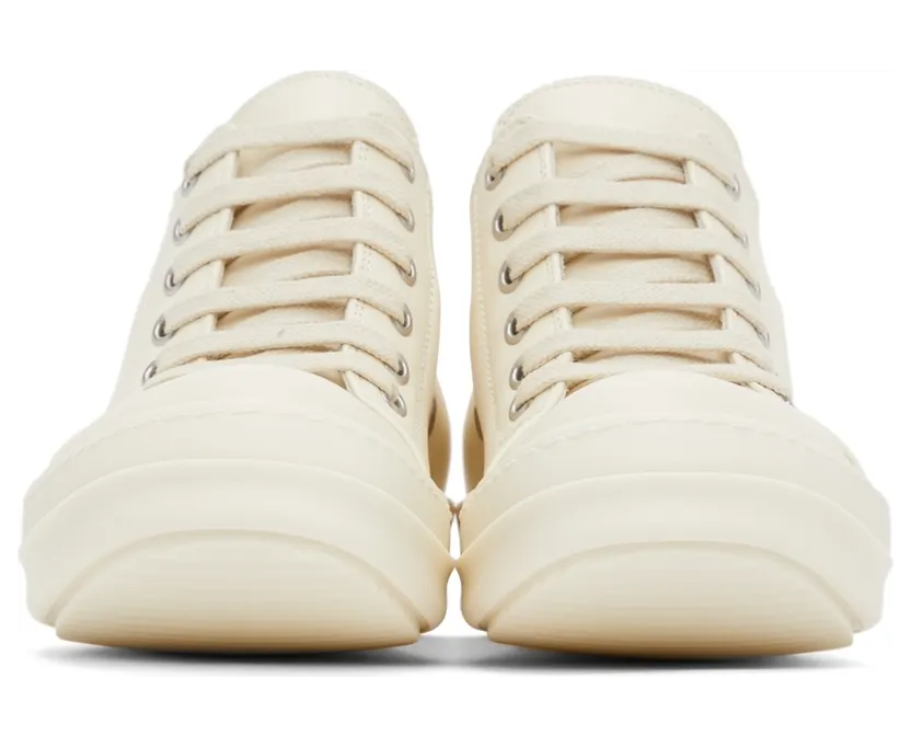 Rick Owens Off-White Grained Leather Low-Top Sneakers (RP02A7891 LPO) (2)