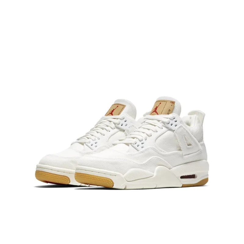 Jordan 4 Retro Levi’s White (GS) (Levi’s Tag) White/White-White (AQ9103-100)
