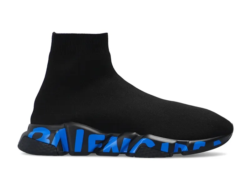 Balenciaga Speed Graffiti Black Blue (605972 W05GE 1140)