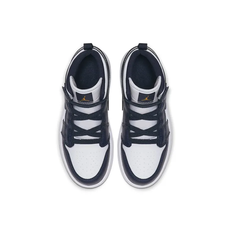Jordan 1 Mid Alt White Metallic Gold Obsidian (PS) (AR6351-174)