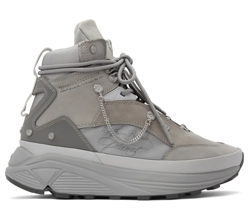 C2H4 Grey ‘My Own Private Planet’ Atom Alpha High Top Sneakers (R003-095S)