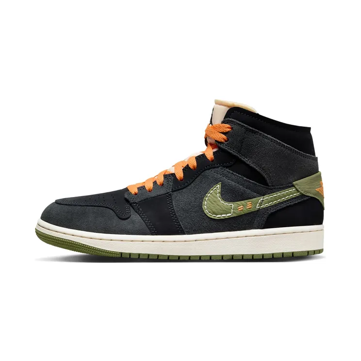 Air Jordan 1 Mid SE Craft “Anthracite / Black / Bright Mandarin / Sky J Light Olive” (FD6817-003)