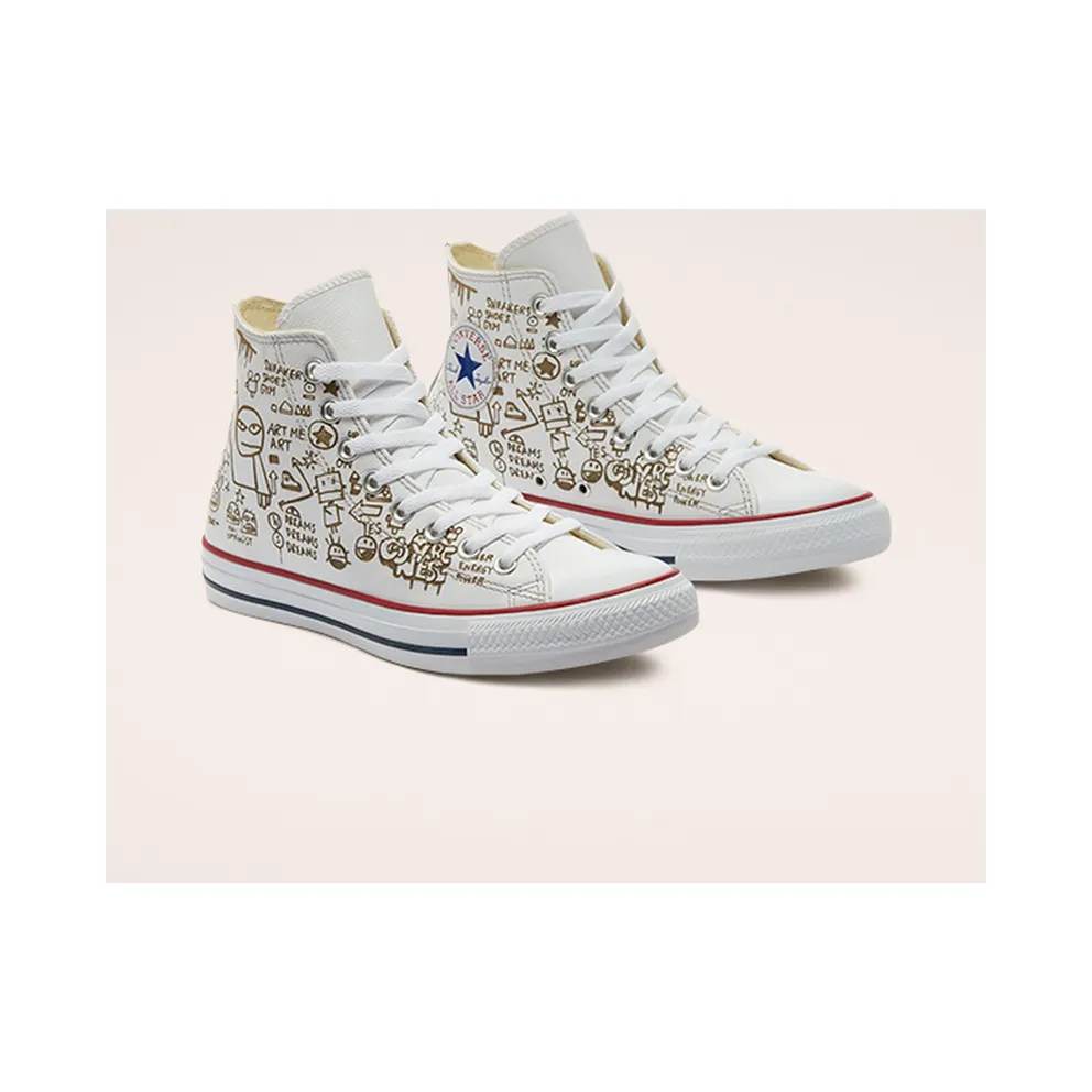 Converse Distressed Graffiti Chuck Taylor All Star High Top White Graffiti Smoke In (169926C)
