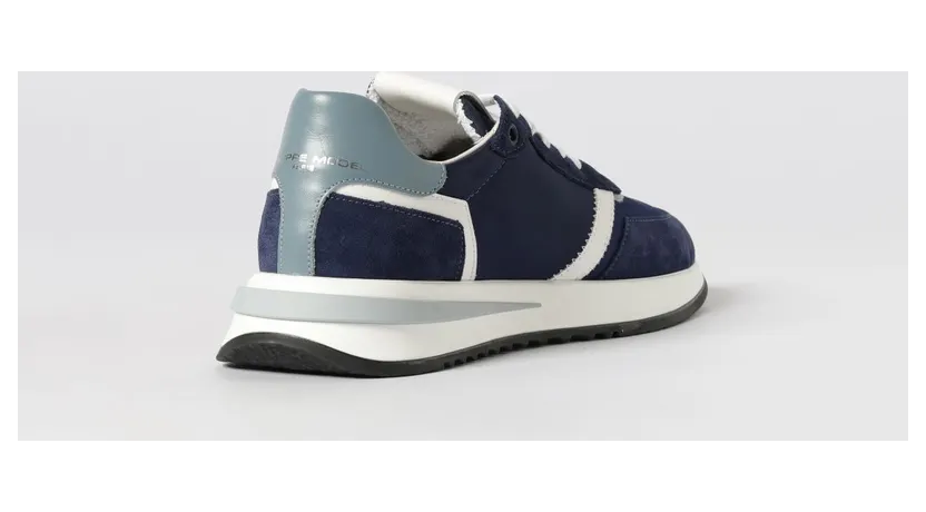 Philippe Model Low-Top Sneakers in Calf Leather and Mesh with Bicolor Design Blue (TYLUW077) (2)