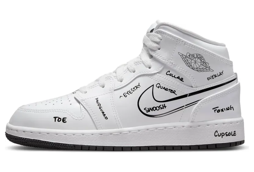 Air Jordan 1 Mid GS School “White / Black” (DQ1864-100)