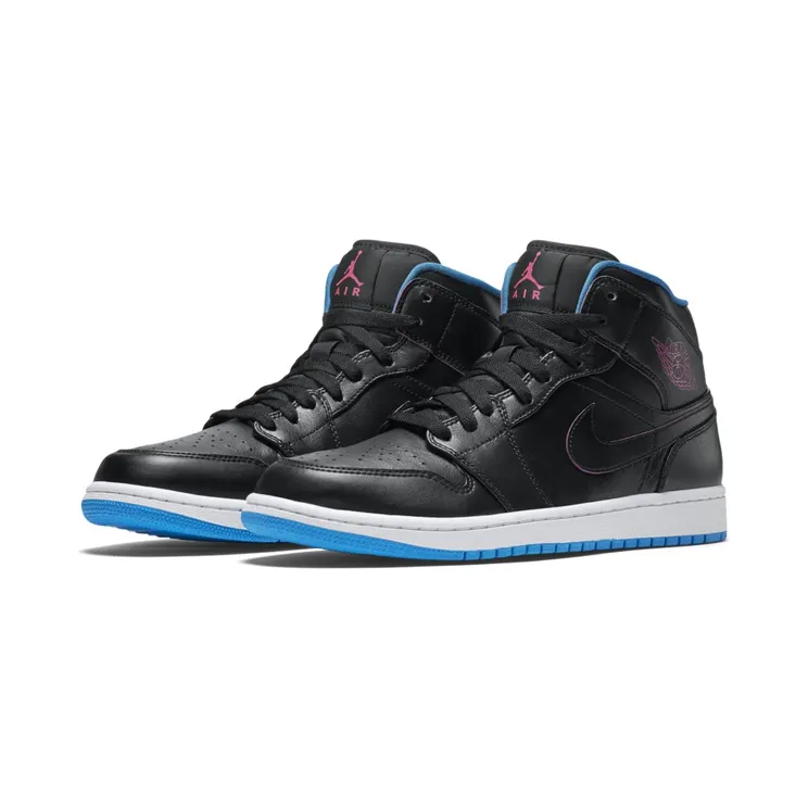Air Jordan 1 Mid ‘Radio Raheem’ Black/Fire Pink-Photo Blue (554724-029)