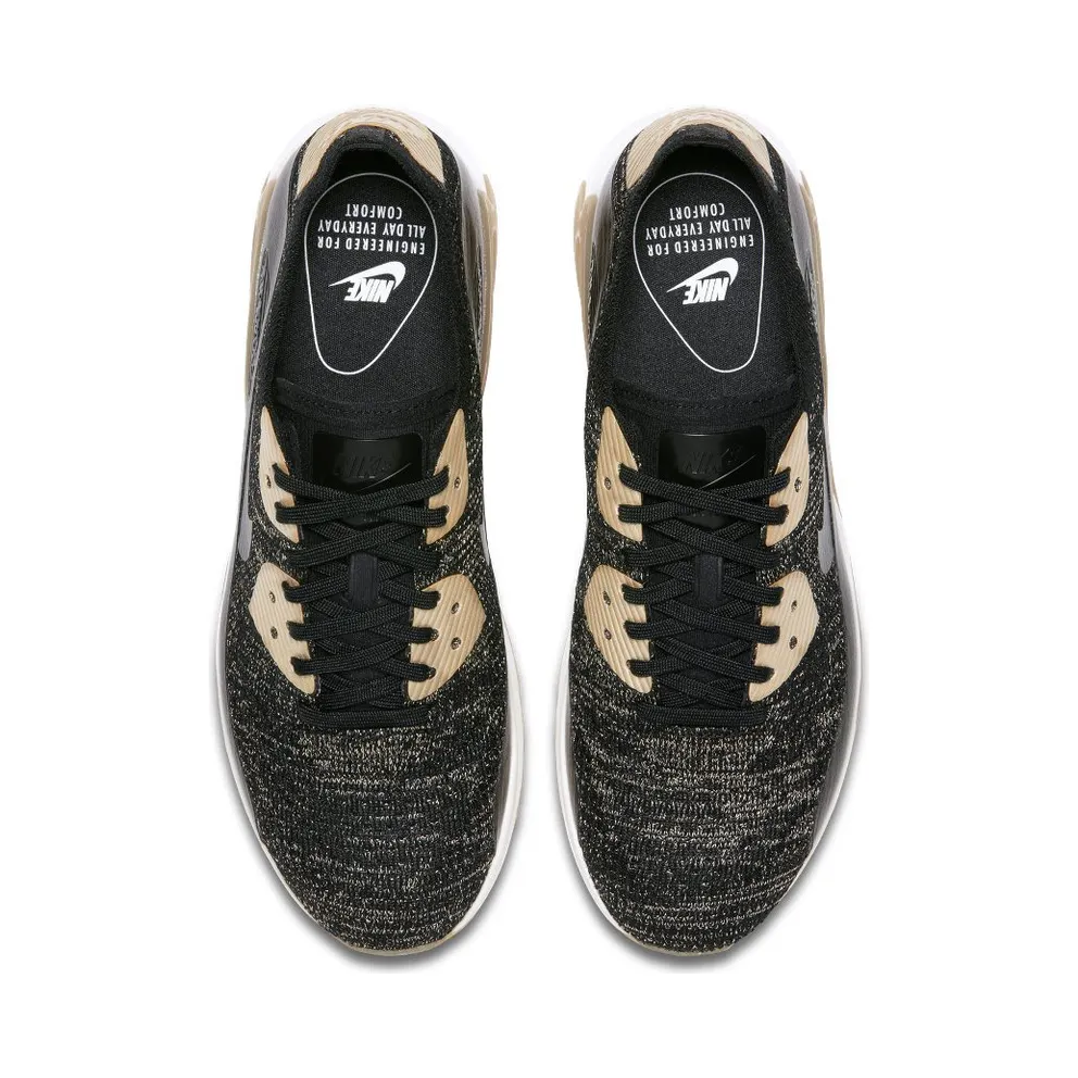 Nike Air Max 90 Ultra Flyknit Metallic Gold (W) Black/Metallic Gold-White (881563-001)