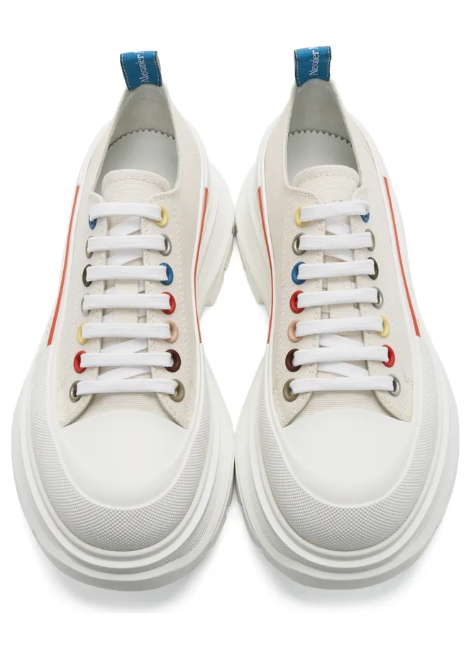 Alexander McQueen Off-White Tread Slick Low Sneakers (604257W4MVG) (5)