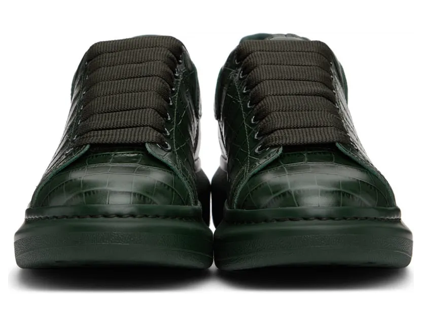 Alexander McQueen Green Croc Oversized Sneakers (553680WIAX1) (2)