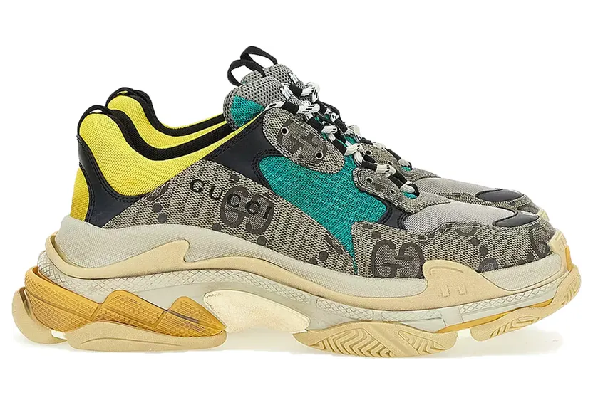 Balenciaga x The Hacker Project Triple S Beige Green Yellow (681067UMO20 9766)