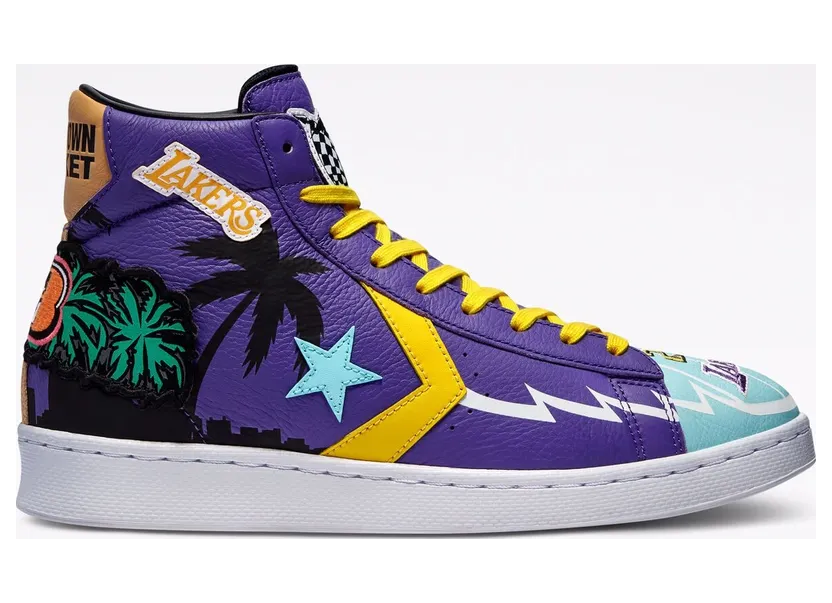 Converse Blue and Purple Chinatown Market Edition Lakers Pro Leather Hi Sneakers (171240C)
