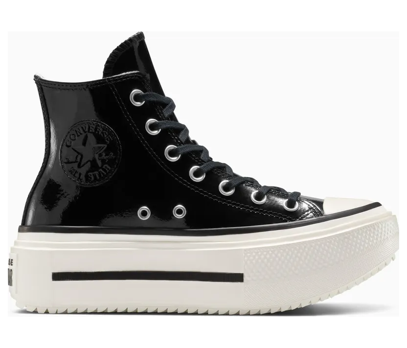 Converse Chuck Taylor All Star Lift Double Stack Platform Patent Leather Black Black/Egret/Black (A12977C)