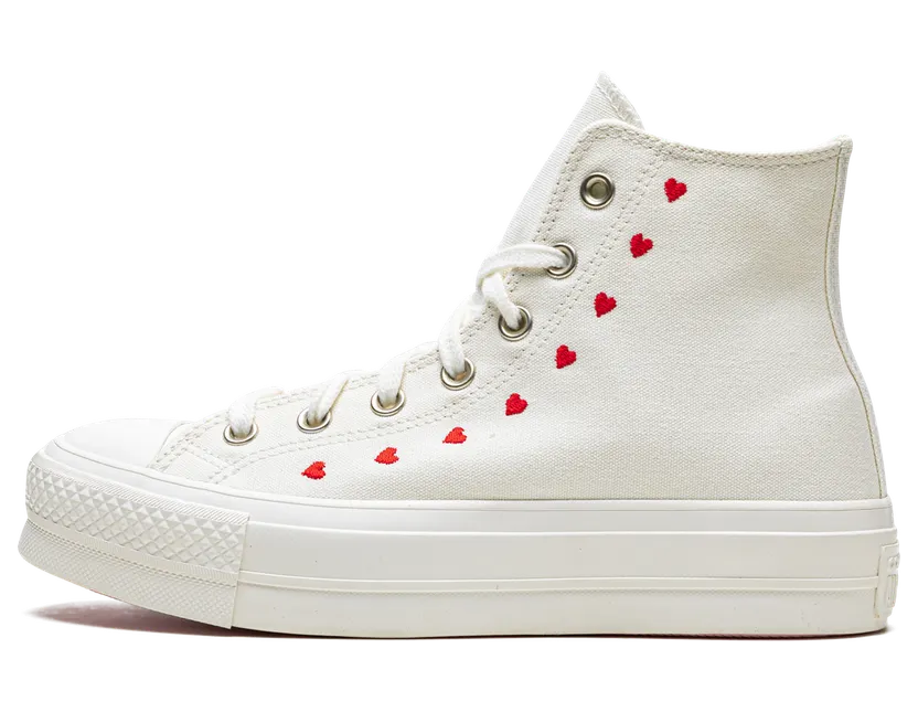 Converse Chuck Taylor All Star Lift Platform Embroidered Hearts Vintage White/university Red (A01599C)