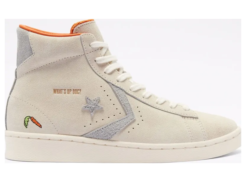 Converse Grey and Off-White Looney Tunes Edition Pro Leather High Sneakers (169223C)