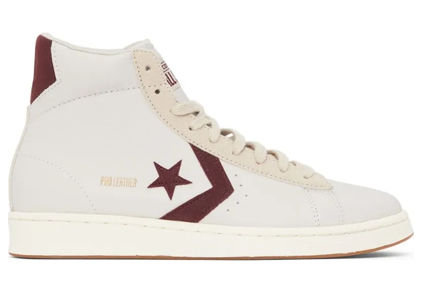 Converse Pro Leather Hi White / Deep Bordaeux / String (171606C)