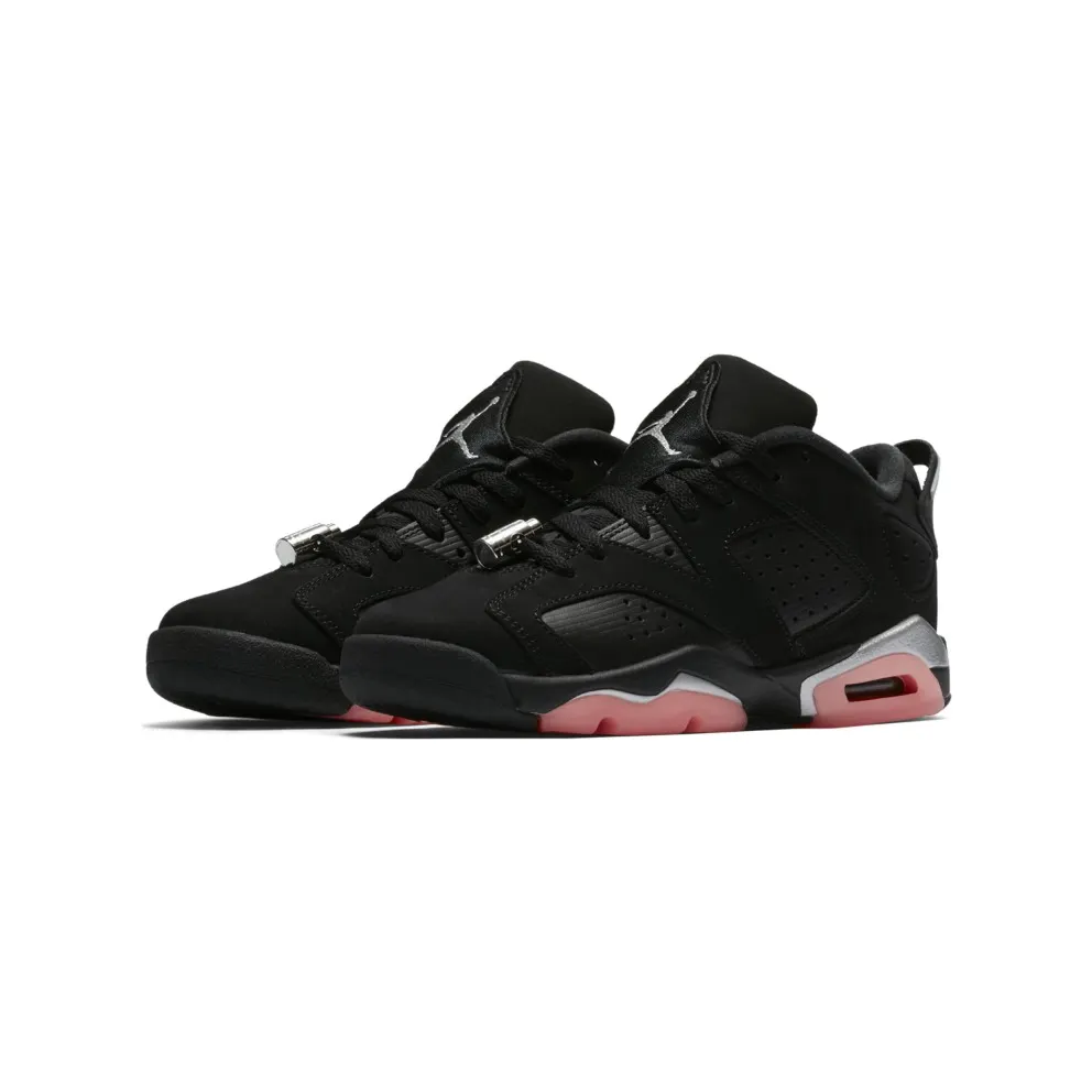 Jordan 6 Retro Low Sunblush (GS) Black/Sunblush-Metallic Silver (768878-022)