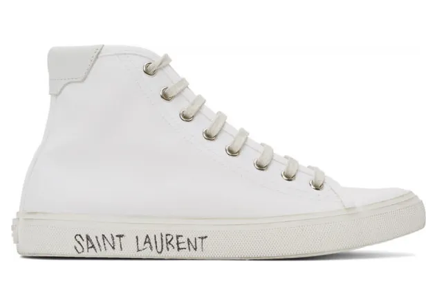 Saint Laurent White Canvas Malibu Sneakers (606076 GUZ20)