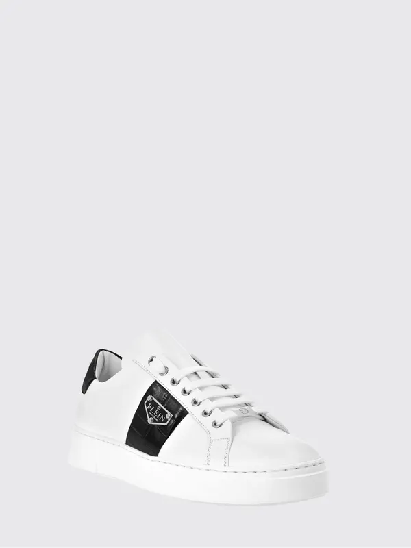 Philipp plein Low-Top Sneakers in Smooth Leather with Applied Side Logo White (LADSUSC0784PLE075N0102)