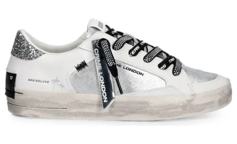Crime London SK8 Deluxe mit Glitter-Detail – White (29100PP8)