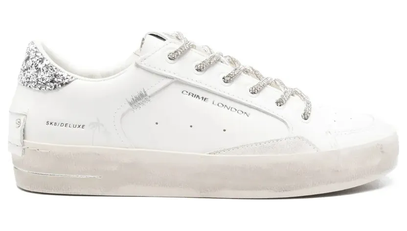 Crime London Sk8 Deluxe mit Glitter-Detail – White (29111PP8)