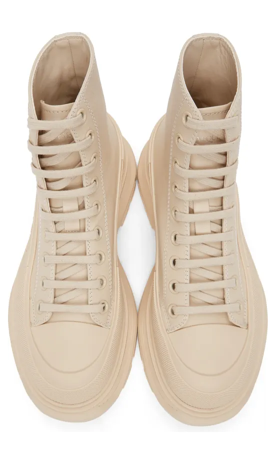 Alexander McQueen Beige Tread Slick High Sneakers (627206WIAG65593) (5)