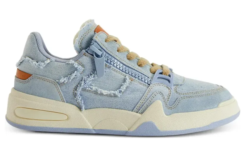 Giuseppe Zanotti Ausgefranste Sneakers mit Reißverschluss – Blau (RM60003001)