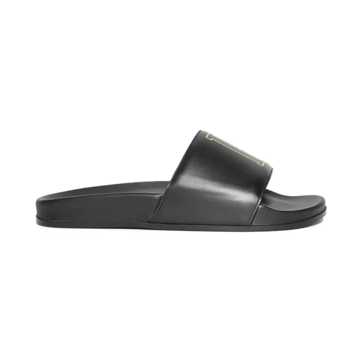 Rhude Leather Slides Black Yellow (RHPS24FO07619210)