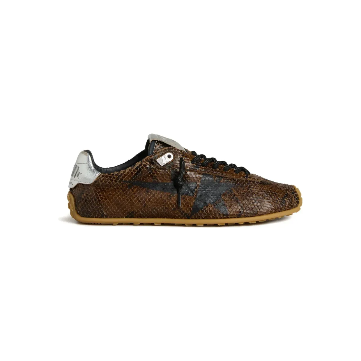 Golden Goose Marathon Speed leren met print “Brown” (GWF00892F007837)