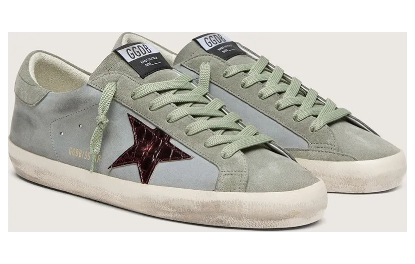 Golden Goose Men’S Super-Star In Light Blue Leather With Burgundy Croc-Print Star (GMF00101.F008519.51118) (2)