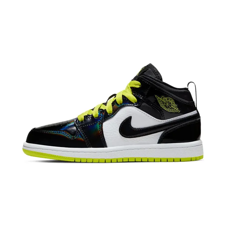 Jordan 1 Mid Black Cyber Mystic Green (PS)