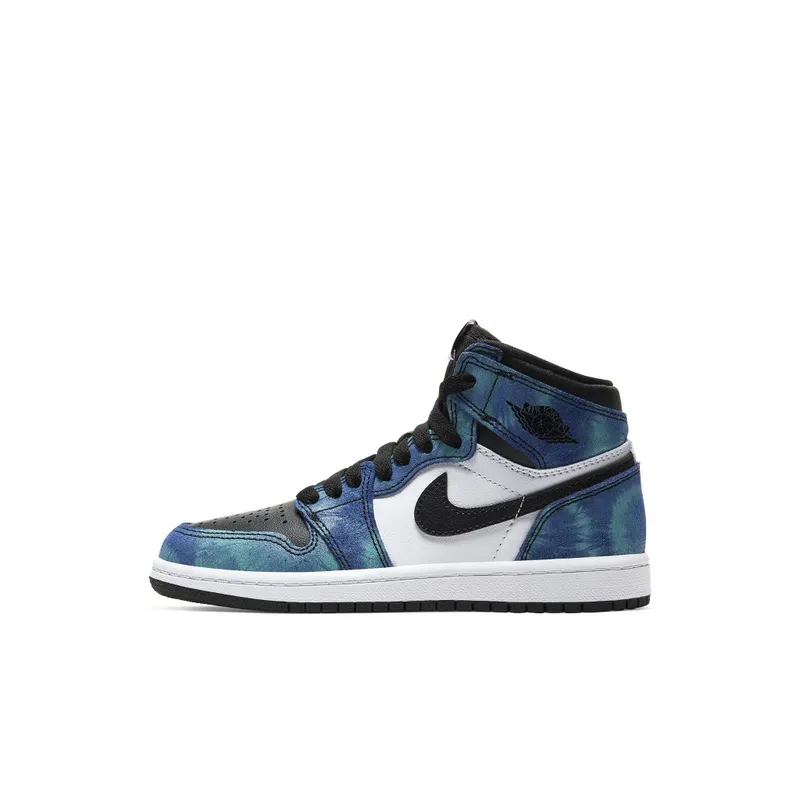 Jordan 1 Retro High Tie Dye (PS) White/Black-Aurora Green (CU0449-100)