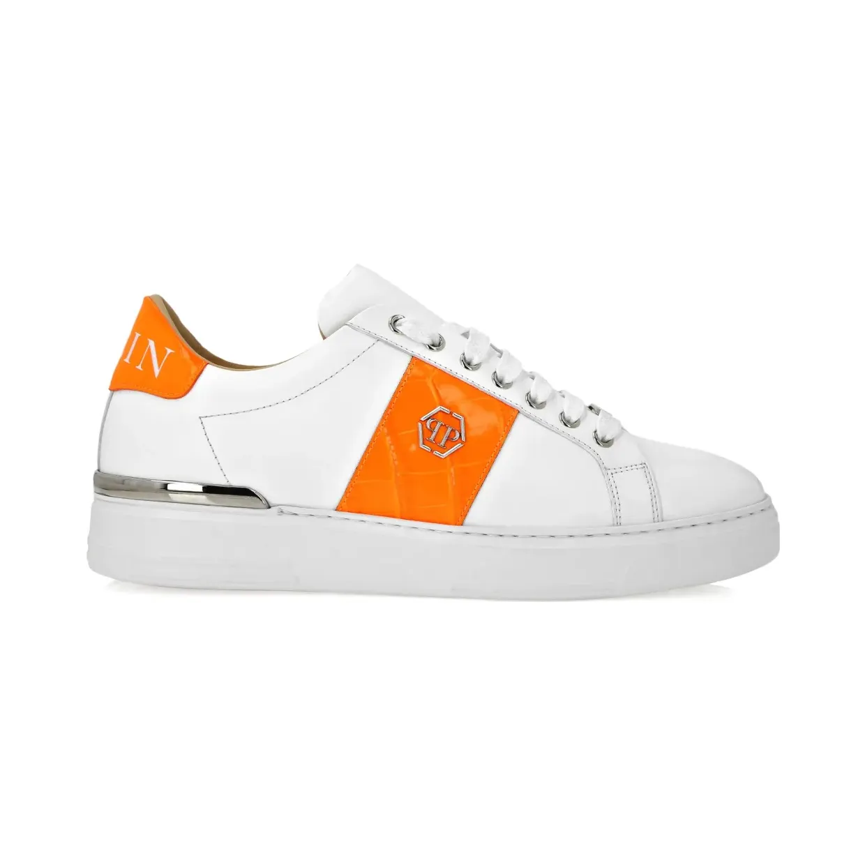 Philipp Plein Hexagon mit Ledereinsatz “White” (FAESUSC0664PLE010N)