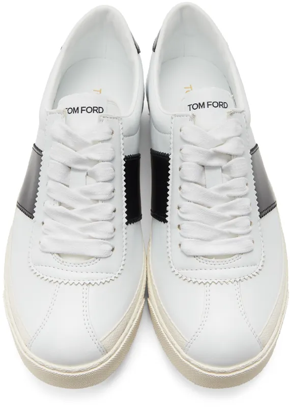 TOM FORD White & Black Bannister Sneakers (J1261T-TAP001)