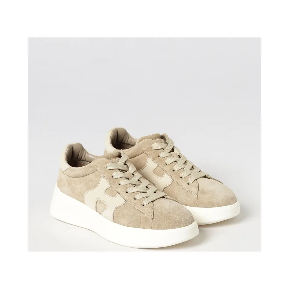 Hogan Rebel Leather and Suede Sneakers with Chunky Sole Brown (HXW5620DN61FM60RZL)