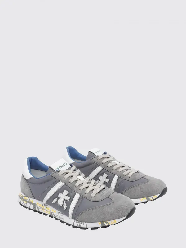 Premiata Lucy Suede And Perforated Fabric Sneakers Grey (LUCYD7526)
