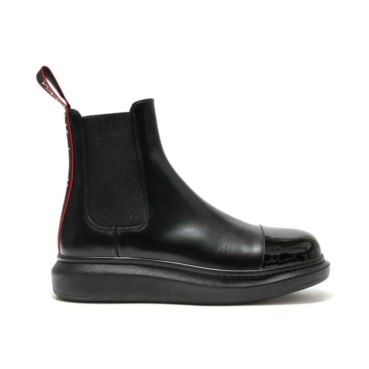 Alexander McQueen Hybrid Chelsea Boot Black Red Detail (665014WHX5T1324)