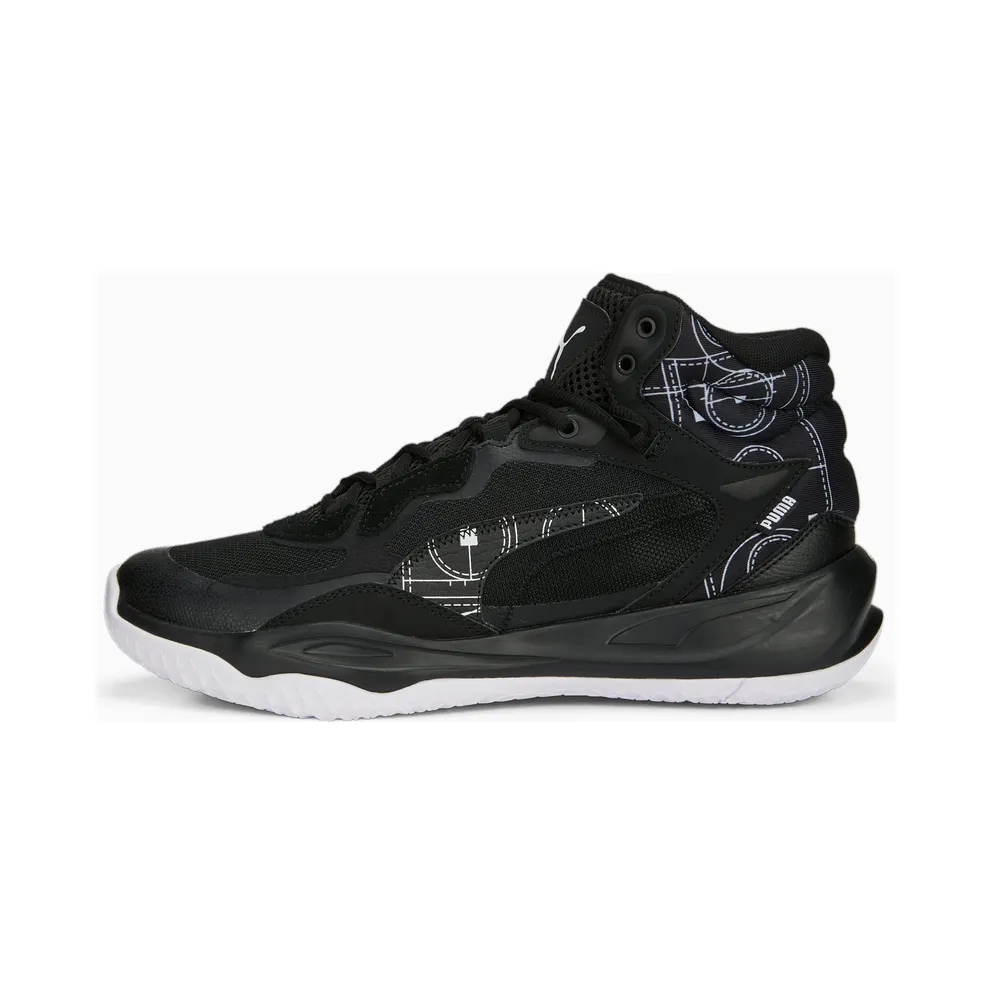 Puma Playmaker Pro Mid Courtside Basketball Shoes White/Black (378326-01)