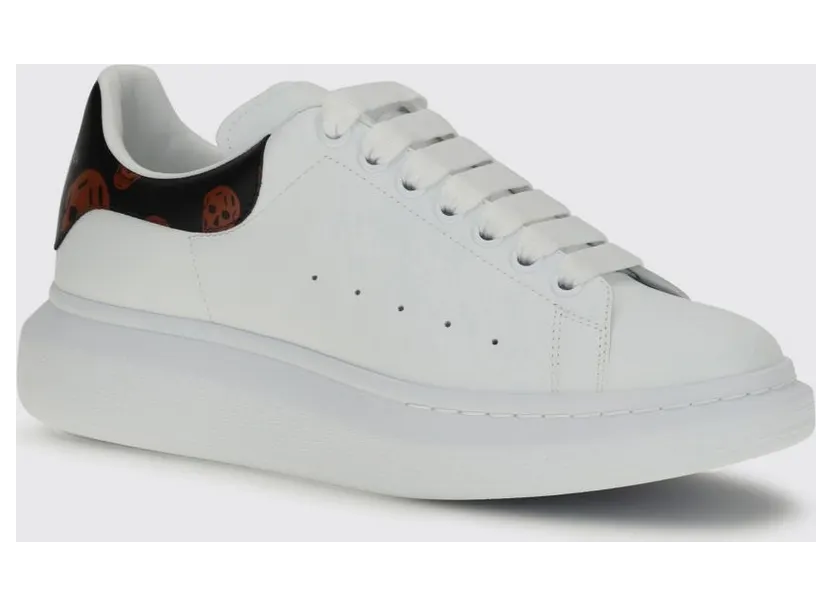 Mcqueen Oversize Leather Sneakers with Skull Print White (553680WIAKB9145)