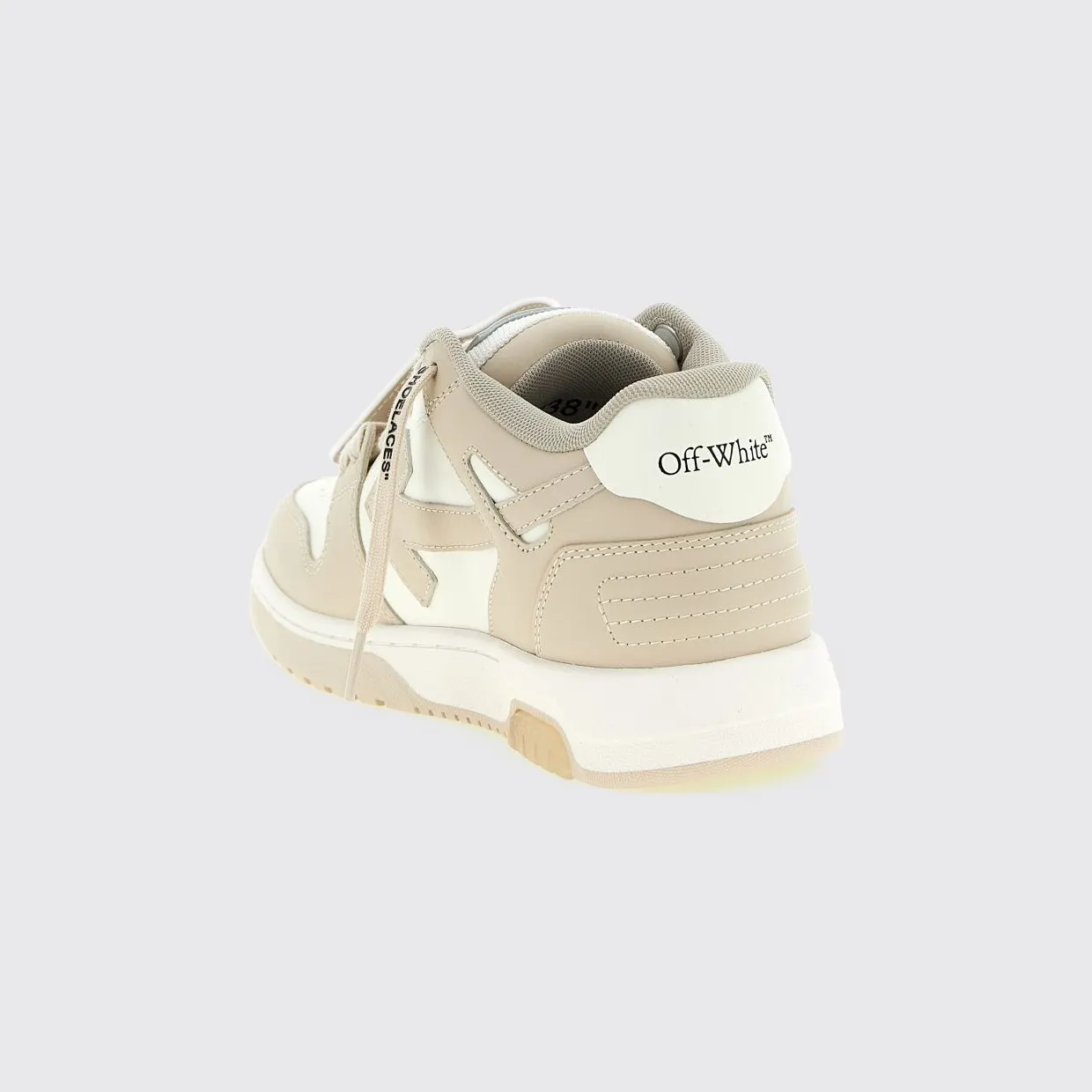 Off-White Out Of Office Bicolor Leather Sneakers with Applied Logo Beige (W259C9L0060161) (2)