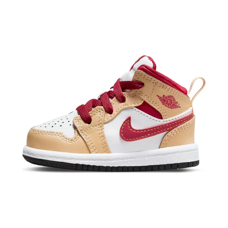 Jordan 1 Mid Light Curry Cardinal (640735-201)